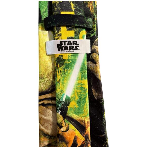 Star Wars Yoda Tie Men One Size Lightsaber Print Geek Chic Academic Preppy - Picture 6 of 7